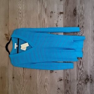 MICHAEL Michael Kors Small Tunic Sweater Bright Blue Open Knit Pullover V-Neck